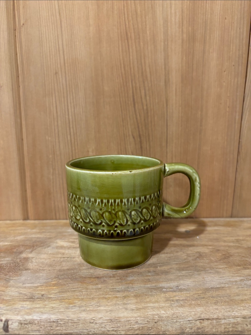 Green Ceramic Patterned Mug from Japan